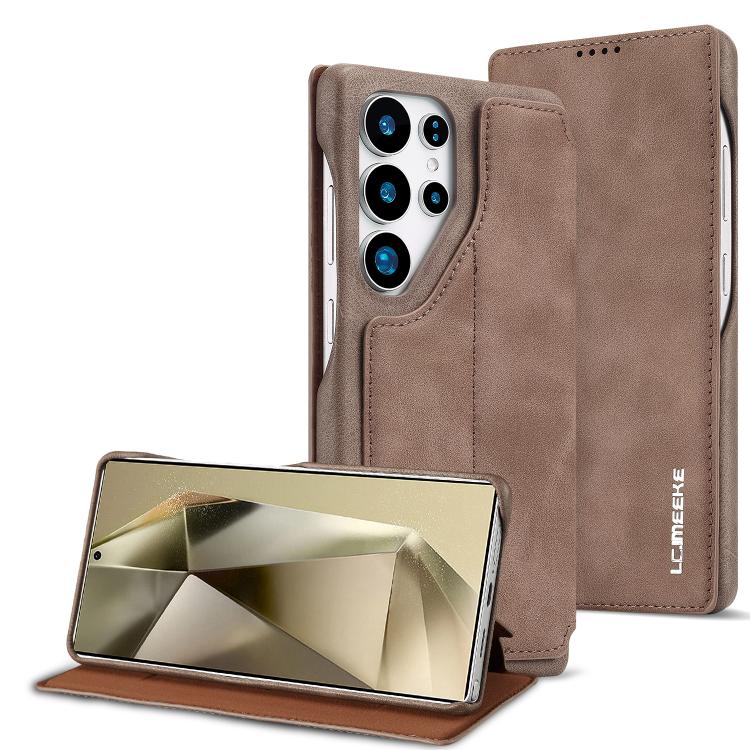 LC.IMEEKE Custodia per telefono in pelle a ribalta serie Hon Ancient, For Samsung Galaxy S26+ 5G, For Samsung Galaxy S26 Ultra 5G, For Samsung Galaxy S26 5G, For Samsung Galaxy S25 Ultra 5G