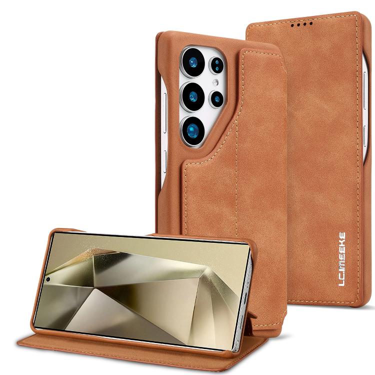 LC.IMEEKE Custodia per telefono in pelle a ribalta serie Hon Ancient, For Samsung Galaxy S26+ 5G, For Samsung Galaxy S26 Ultra 5G, For Samsung Galaxy S26 5G, For Samsung Galaxy S25 Ultra 5G