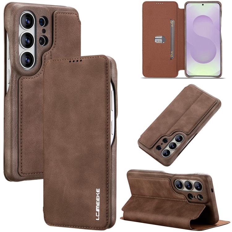 LC.IMEEKE Custodia per telefono in pelle a ribalta serie Hon Ancient, For Samsung Galaxy S26+ 5G, For Samsung Galaxy S26 Ultra 5G, For Samsung Galaxy S26 5G, For Samsung Galaxy S25 Ultra 5G