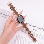 Cinturino per orologio in vera pelle con cuciture retrò in lana, For Apple Watch 46mm / 49mm / 45mm / 44mm, For Apple Watch 42mm / 41mm / 40mm / 38mm