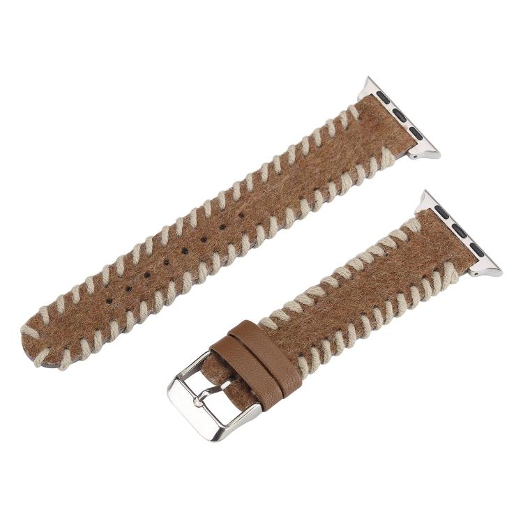 Cinturino per orologio in vera pelle con cuciture retrò in lana, For Apple Watch 46mm / 49mm / 45mm / 44mm, For Apple Watch 42mm / 41mm / 40mm / 38mm