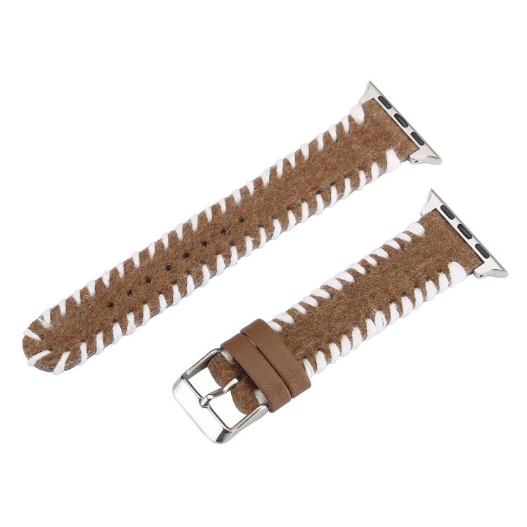 Cinturino per orologio in vera pelle con cuciture retrò in lana, For Apple Watch 46mm / 49mm / 45mm / 44mm, For Apple Watch 42mm / 41mm / 40mm / 38mm