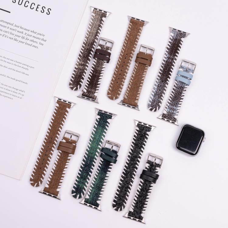 Cinturino per orologio in vera pelle con cuciture retrò in lana, For Apple Watch 46mm / 49mm / 45mm / 44mm, For Apple Watch 42mm / 41mm / 40mm / 38mm