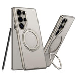 Custodia per telefono in pelle effetto pelle verniciata metallizzata GKK con supporto rotante magnetico, penna non inclusa, For Samsung Galaxy S26 Ultra 5G, For Samsung Galaxy S25 Ultra 5G