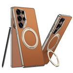 Custodia per telefono in pelle effetto pelle verniciata metallizzata GKK con supporto rotante magnetico, penna non inclusa, For Samsung Galaxy S26 Ultra 5G, For Samsung Galaxy S25 Ultra 5G