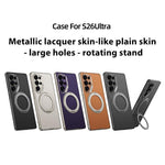 Custodia per telefono in pelle effetto pelle verniciata metallizzata GKK con supporto rotante magnetico, penna non inclusa, For Samsung Galaxy S26 Ultra 5G, For Samsung Galaxy S25 Ultra 5G