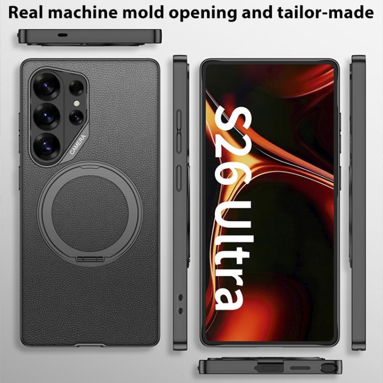 Custodia per telefono in pelle effetto pelle verniciata metallizzata GKK con supporto rotante magnetico, penna non inclusa, For Samsung Galaxy S26 Ultra 5G, For Samsung Galaxy S25 Ultra 5G