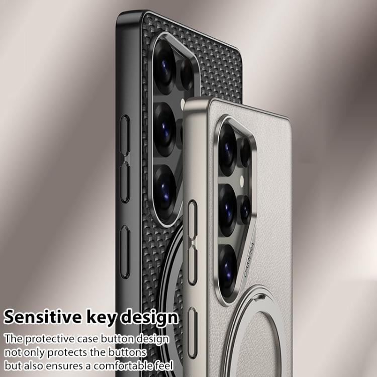 Custodia per telefono in pelle effetto pelle verniciata metallizzata GKK con supporto rotante magnetico, penna non inclusa, For Samsung Galaxy S26 Ultra 5G, For Samsung Galaxy S25 Ultra 5G