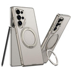 Custodia per telefono in pelle effetto pelle verniciata metallizzata GKK con supporto rotante magnetico, penna non inclusa, For Samsung Galaxy S26 Ultra 5G, For Samsung Galaxy S25 Ultra 5G