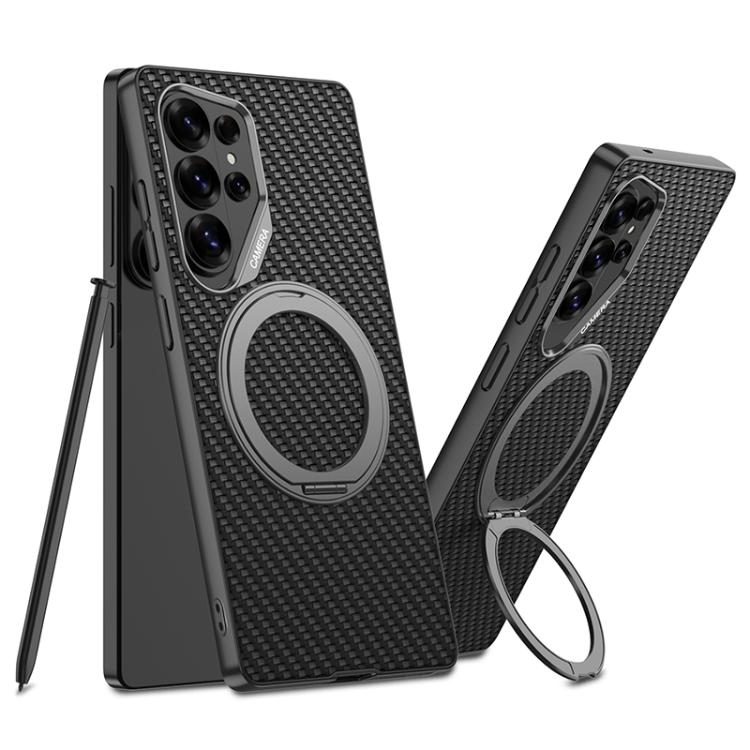 Custodia per telefono in pelle effetto pelle verniciata metallizzata GKK con supporto rotante magnetico, penna non inclusa, For Samsung Galaxy S26 Ultra 5G, For Samsung Galaxy S25 Ultra 5G