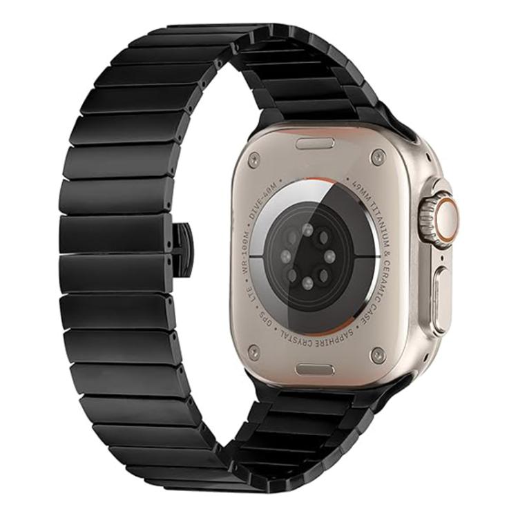 Cinturino per orologio in lega di titanio con chiusura a farfalla e una perlina, For Apple Watch 46mm / 49mm / 45mm / 44mm