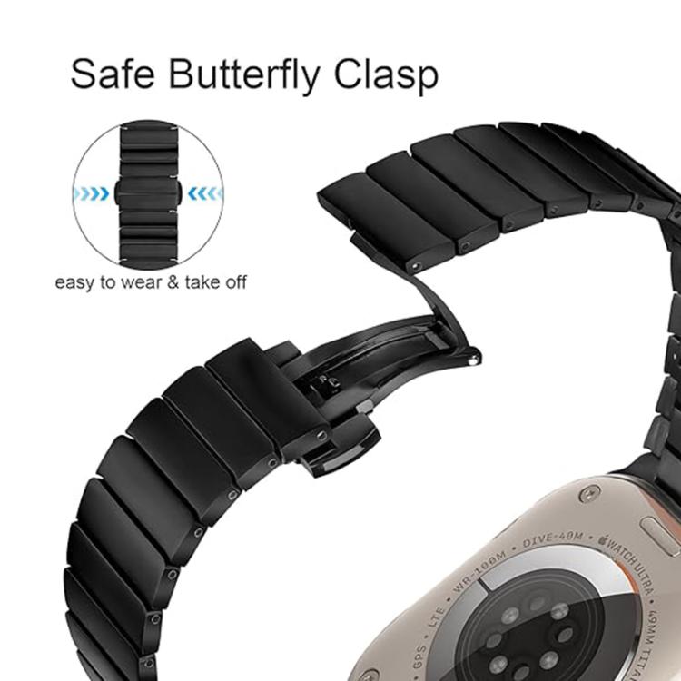 Cinturino per orologio in lega di titanio con chiusura a farfalla e una perlina, For Apple Watch 46mm / 49mm / 45mm / 44mm