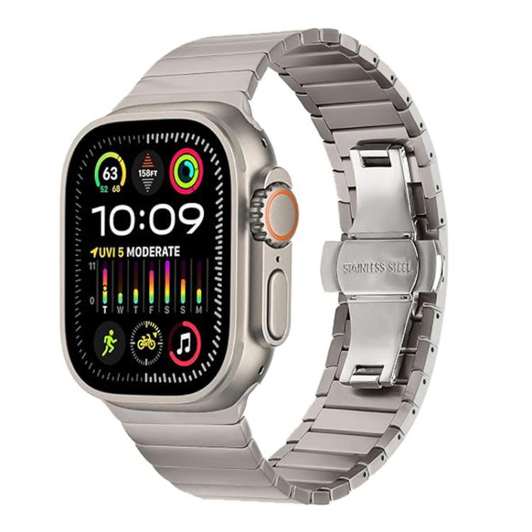 Cinturino per orologio in lega di titanio con chiusura a farfalla e una perlina, For Apple Watch 46mm / 49mm / 45mm / 44mm