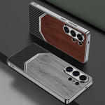 Custodia per telefono con copertura completa in pelle e struttura in legno GKK Plating, For Samsung Galaxy S26 Ultra 5G, For Samsung Galaxy S25 Ultra 5G