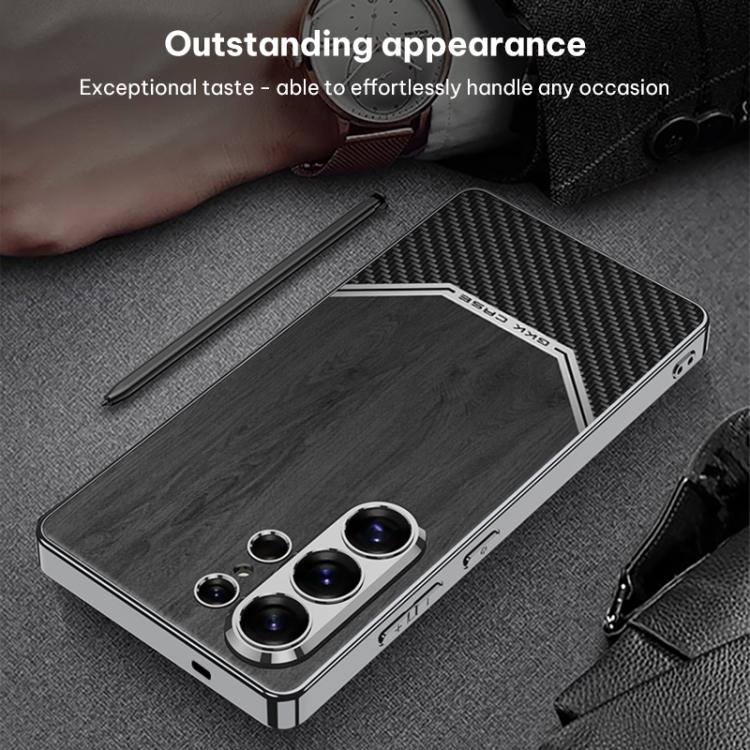 Custodia per telefono con copertura completa in pelle e struttura in legno GKK Plating, For Samsung Galaxy S26 Ultra 5G, For Samsung Galaxy S25 Ultra 5G