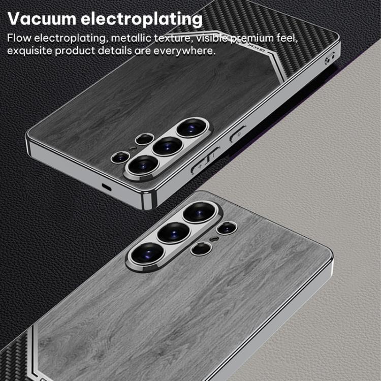 Custodia per telefono con copertura completa in pelle e struttura in legno GKK Plating, For Samsung Galaxy S26 Ultra 5G, For Samsung Galaxy S25 Ultra 5G