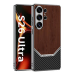 Custodia per telefono con copertura completa in pelle e struttura in legno GKK Plating, For Samsung Galaxy S26 Ultra 5G, For Samsung Galaxy S25 Ultra 5G