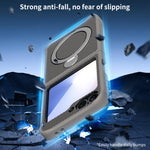 Custodia per telefono con supporto MagSafe 360 in fibra di carbonio, For Samsung Galaxy Z Flip7, For Samsung Galaxy Z Flip6, For Samsung Galaxy Z Flip5