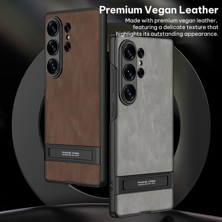 Custodia per telefono in pelle smerigliata ultrasottile GKK Triumph con supporto, For Samsung Galaxy S26 Ultra 5G, For Samsung Galaxy S25 Ultra 5G
