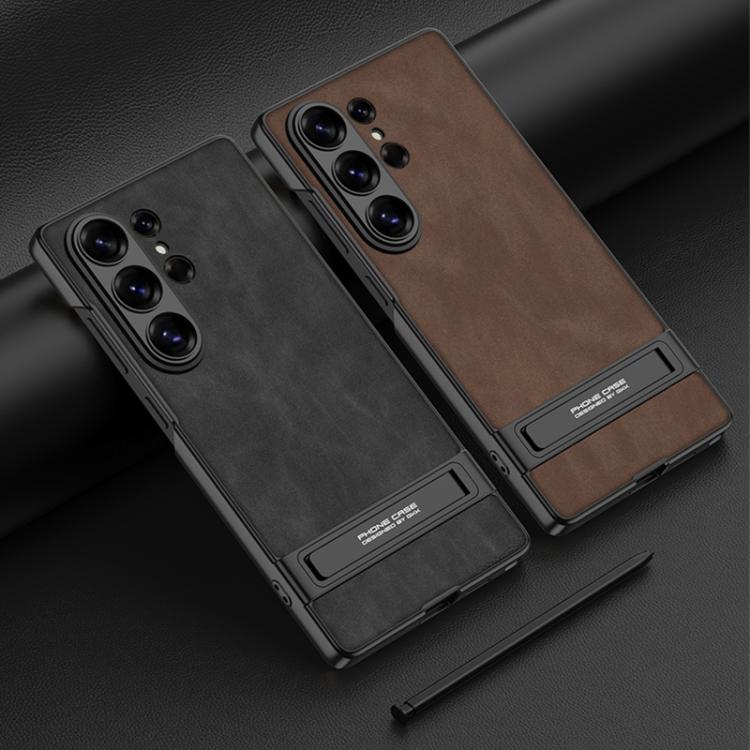 Custodia per telefono in pelle smerigliata ultrasottile GKK Triumph con supporto, For Samsung Galaxy S26 Ultra 5G, For Samsung Galaxy S25 Ultra 5G