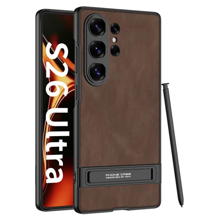 Custodia per telefono in pelle smerigliata ultrasottile GKK Triumph con supporto, For Samsung Galaxy S26 Ultra 5G, For Samsung Galaxy S25 Ultra 5G