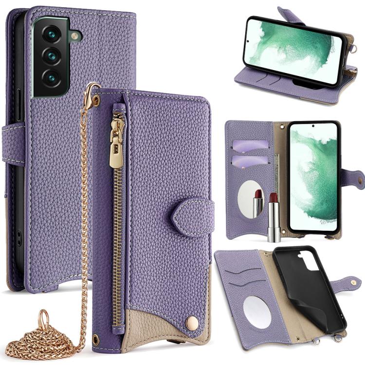 Custodia per telefono in pelle Litchi a coda di pesce con catena a tracolla, For Samsung Galaxy S21 5G, For Samsung Galaxy S21+ 5G, For Samsung Galaxy S21 Ultra 5G