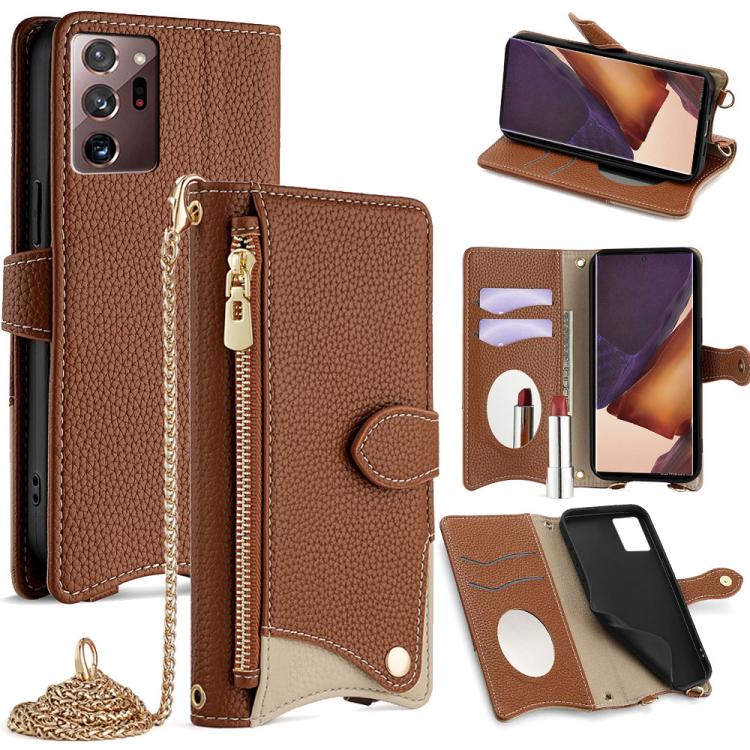 Custodia per telefono in pelle Litchi a coda di pesce con catena a tracolla, For Samsung Galaxy S21 5G, For Samsung Galaxy S21+ 5G, For Samsung Galaxy S21 Ultra 5G