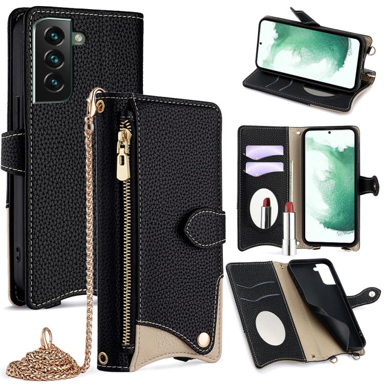 Custodia per telefono in pelle Litchi a coda di pesce con catena a tracolla, For Samsung Galaxy S23 5G, For Samsung Galaxy S22 Ultra 5G, For Samsung Galaxy S22+ 5G, For Samsung Galaxy S22 5G