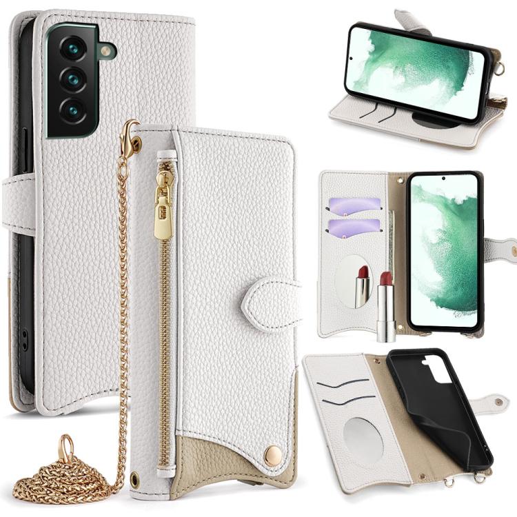 Custodia per telefono in pelle Litchi a coda di pesce con catena a tracolla, For Samsung Galaxy S23 5G, For Samsung Galaxy S22 Ultra 5G, For Samsung Galaxy S22+ 5G, For Samsung Galaxy S22 5G