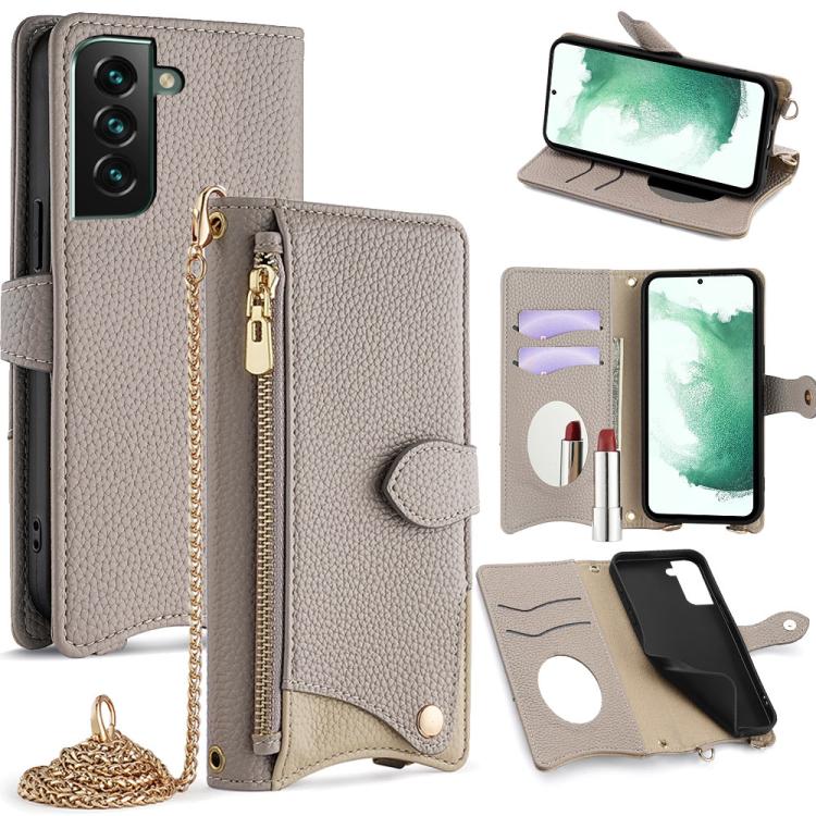 Custodia per telefono in pelle Litchi a coda di pesce con catena a tracolla, For Samsung Galaxy S23 5G, For Samsung Galaxy S22 Ultra 5G, For Samsung Galaxy S22+ 5G, For Samsung Galaxy S22 5G