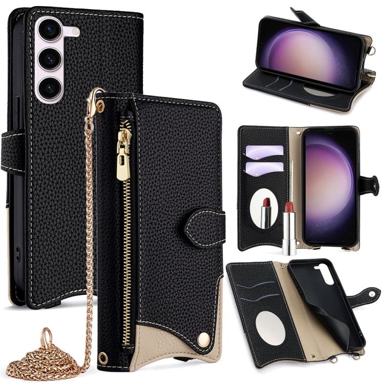 Custodia per telefono in pelle Litchi a coda di pesce con catena a tracolla, For Samsung Galaxy S23 5G, For Samsung Galaxy S22 Ultra 5G, For Samsung Galaxy S22+ 5G, For Samsung Galaxy S22 5G
