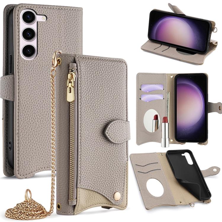 Custodia per telefono in pelle Litchi a coda di pesce con catena a tracolla, For Samsung Galaxy S23 5G, For Samsung Galaxy S22 Ultra 5G, For Samsung Galaxy S22+ 5G, For Samsung Galaxy S22 5G