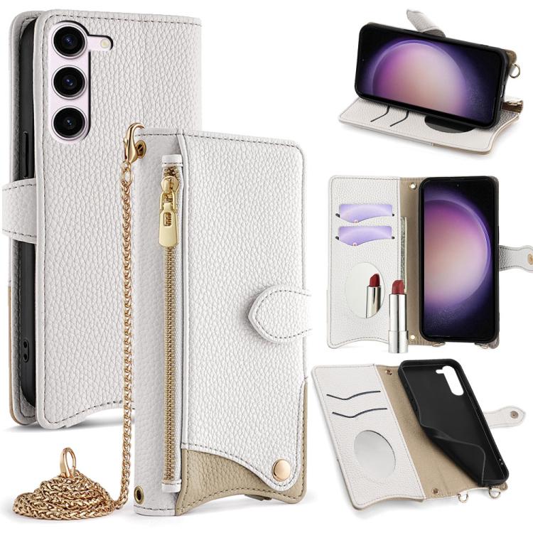 Custodia per telefono in pelle Litchi a coda di pesce con catena a tracolla, For Samsung Galaxy S23 5G, For Samsung Galaxy S22 Ultra 5G, For Samsung Galaxy S22+ 5G, For Samsung Galaxy S22 5G