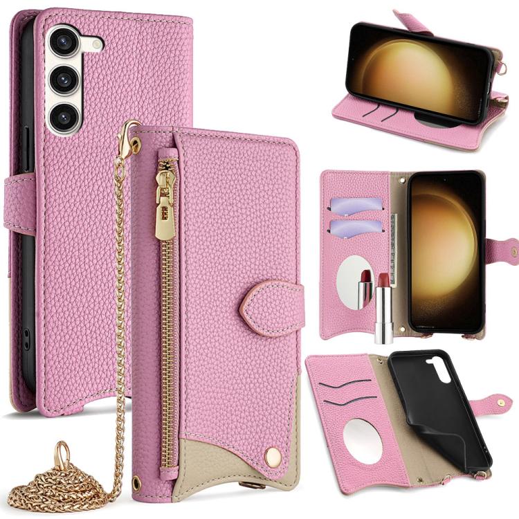 Custodia per telefono in pelle Litchi a coda di pesce con catena a tracolla, For Samsung Galaxy S24 5G, For Samsung Galaxy S23 FE 5G, For Samsung Galaxy S23 Ultra 5G, For Samsung Galaxy S23+ 5G