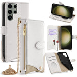 Custodia per telefono in pelle Litchi a coda di pesce con catena a tracolla, For Samsung Galaxy S24 5G, For Samsung Galaxy S23 FE 5G, For Samsung Galaxy S23 Ultra 5G, For Samsung Galaxy S23+ 5G