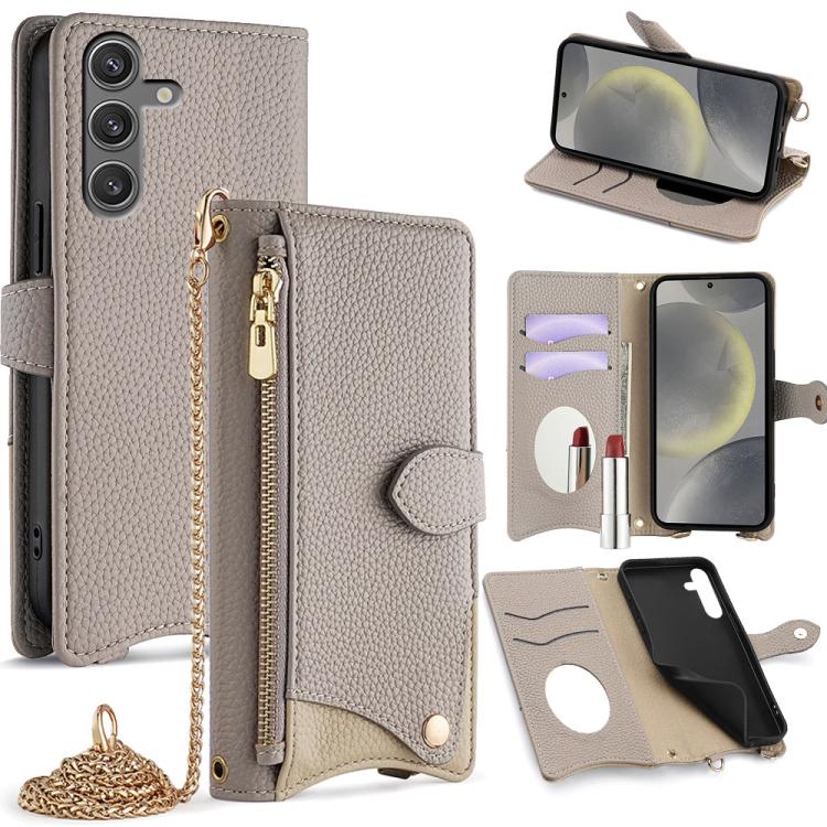 Custodia per telefono in pelle Litchi a coda di pesce con catena a tracolla, For Samsung Galaxy S24 5G, For Samsung Galaxy S23 FE 5G, For Samsung Galaxy S23 Ultra 5G, For Samsung Galaxy S23+ 5G