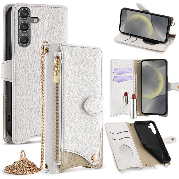 Custodia per telefono in pelle Litchi a coda di pesce con catena a tracolla, For Samsung Galaxy S24 5G, For Samsung Galaxy S23 FE 5G, For Samsung Galaxy S23 Ultra 5G, For Samsung Galaxy S23+ 5G