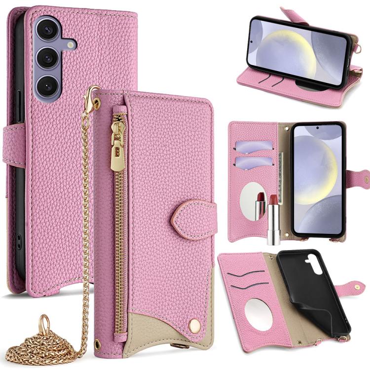 Custodia per telefono in pelle Litchi a coda di pesce con catena a tracolla, For Samsung Galaxy S25+ 5G, For Samsung Galaxy S25 Ultra 5G, For Samsung Galaxy S24 Ultra 5G, For Samsung Galaxy S24+ 5G