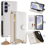 Custodia per telefono in pelle Litchi a coda di pesce con catena a tracolla, For Samsung Galaxy S25+ 5G, For Samsung Galaxy S25 Ultra 5G, For Samsung Galaxy S24 Ultra 5G, For Samsung Galaxy S24+ 5G