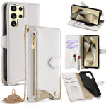 Custodia per telefono in pelle Litchi a coda di pesce con catena a tracolla, For Samsung Galaxy S25+ 5G, For Samsung Galaxy S25 Ultra 5G, For Samsung Galaxy S24 Ultra 5G, For Samsung Galaxy S24+ 5G