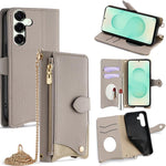 Custodia per telefono in pelle Litchi a coda di pesce con catena a tracolla, For Samsung Galaxy S25+ 5G, For Samsung Galaxy S25 Ultra 5G, For Samsung Galaxy S24 Ultra 5G, For Samsung Galaxy S24+ 5G