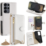 Custodia per telefono in pelle Litchi a coda di pesce con catena a tracolla, For Samsung Galaxy S25+ 5G, For Samsung Galaxy S25 Ultra 5G, For Samsung Galaxy S24 Ultra 5G, For Samsung Galaxy S24+ 5G