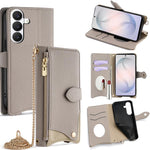 Custodia per telefono in pelle Litchi a coda di pesce con catena a tracolla, For Samsung Galaxy S26+ 5G, For Samsung Galaxy S26 Ultra 5G, For Samsung Galaxy S26 5G, For Samsung Galaxy S25 5G