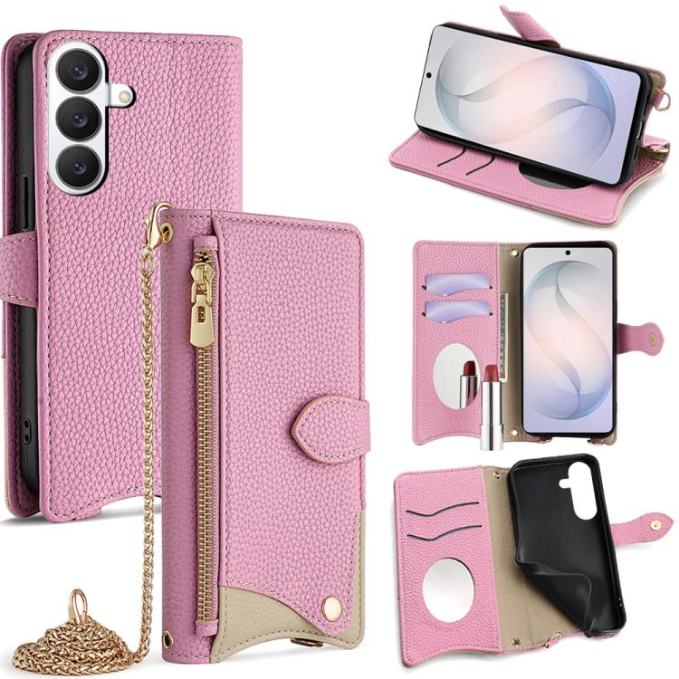 Custodia per telefono in pelle Litchi a coda di pesce con catena a tracolla, For Samsung Galaxy S26+ 5G, For Samsung Galaxy S26 Ultra 5G, For Samsung Galaxy S26 5G, For Samsung Galaxy S25 5G