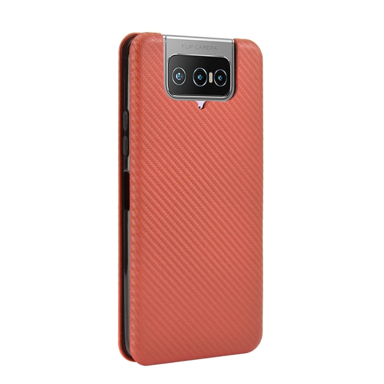 Struttura in fibra di carbonio Flip orizzontale magnetico Custodia in pelle TPU + PC + PU con slot per schede, For Asus Zenfone 7 ZS670KS / ZenFone 7 Pro ZS671KS