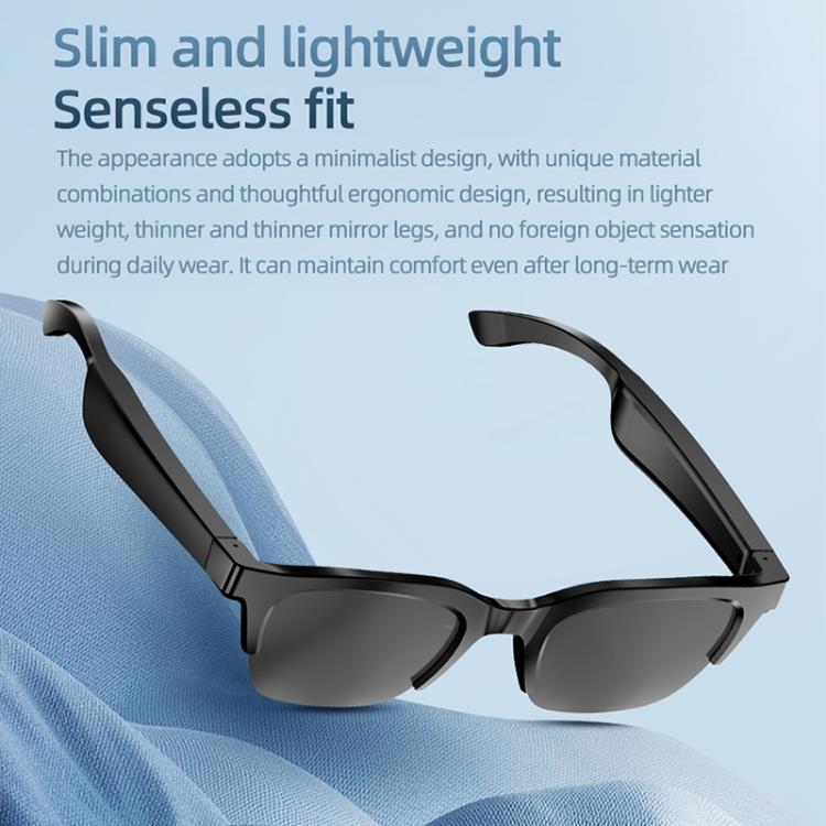 E60 ENC Occhiali Bluetooth Smart Audio con riduzione del rumore, E60 (Black), E60 (Transparent)