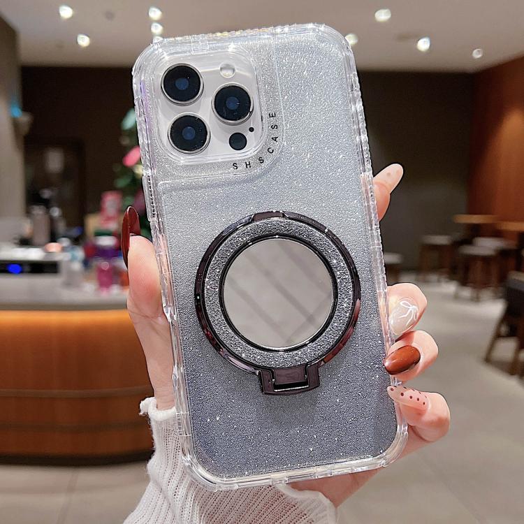 Custodia MagSafe con supporto specchio e glitter per iPhone 15