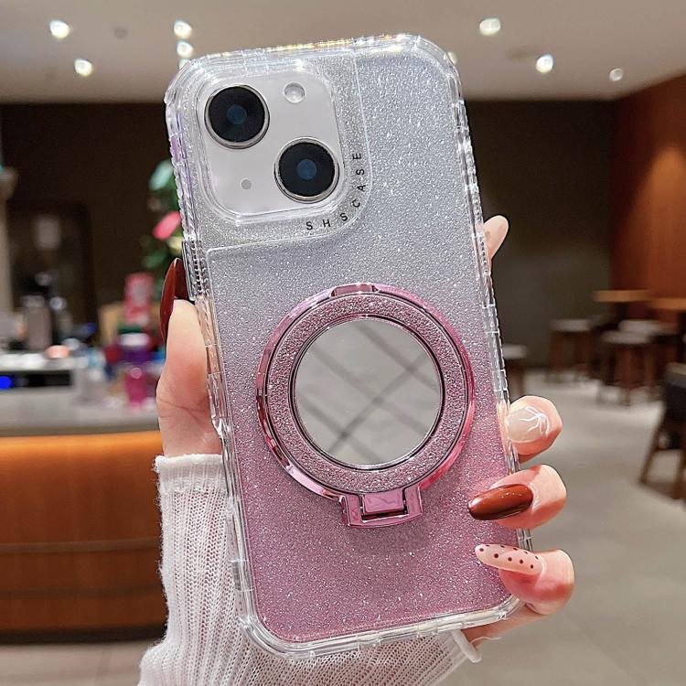 Custodia MagSafe con supporto specchio e glitter per iPhone 15
