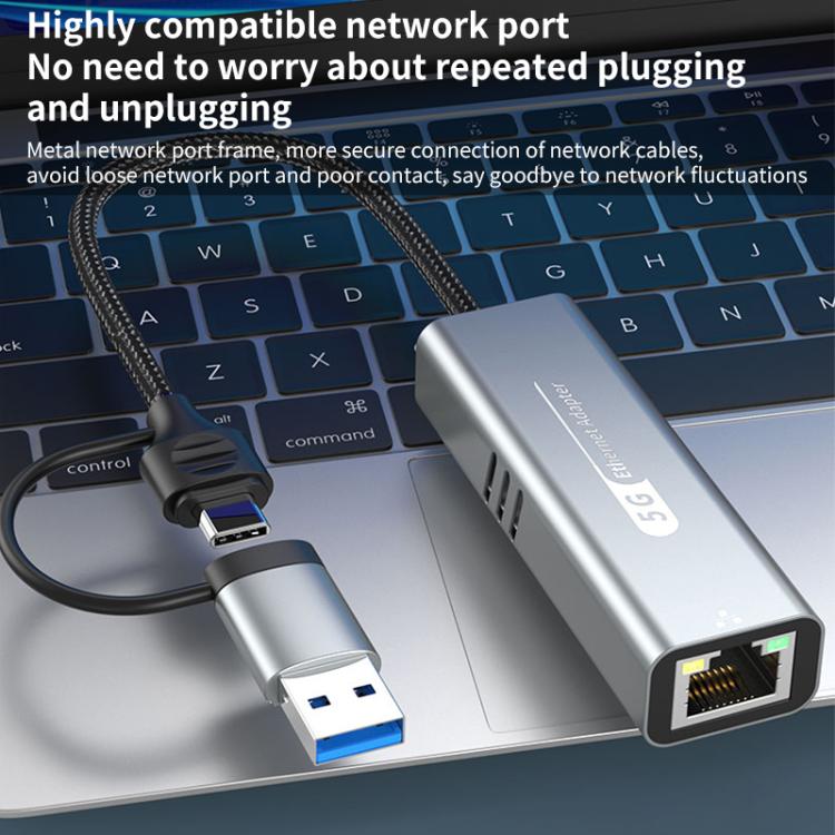 Adattatore Ethernet Gigabit USB-C e USB 3.0 a RJ45 5G