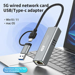 Adattatore Ethernet Gigabit USB-C e USB 3.0 a RJ45 5G